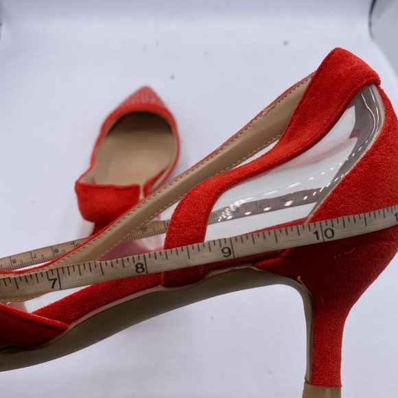 NUYG Pointed Toe Rhinestones Low Kitten Heel PVC Pumps - Picture 7 of 10